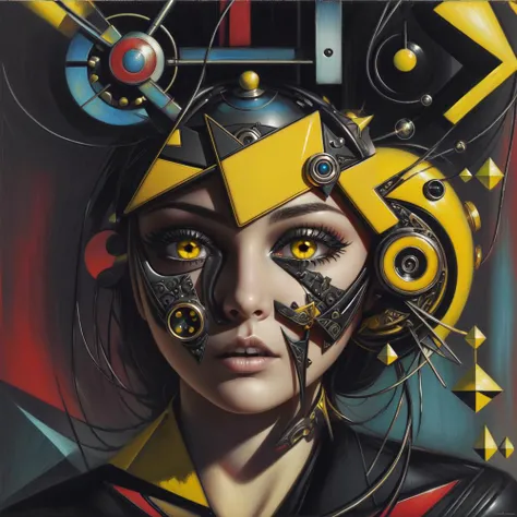 (cult of cthulu:0.5), (geometric:1.3), (futurism):1.2, impressionist, detailed, (1girl), majestic, breathtaking, (suggestive:1.3),(depressing:1.4), (cute:1.4), (enticing), (irresistible:1.54, disturbing, (fascinating:1.3), (magnetic:1.2), (black:1.2), (yellow:1.1), crimson