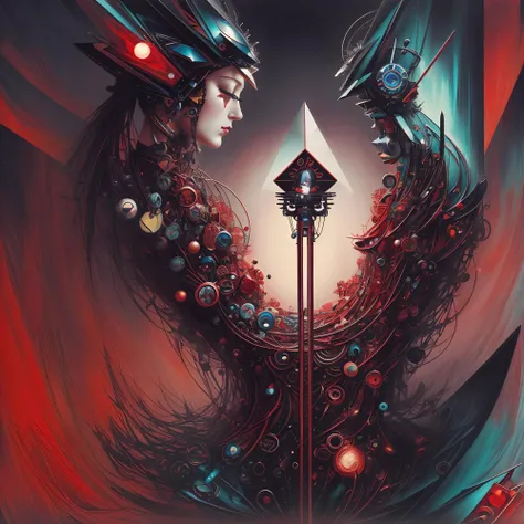 (cult of cthulu:0.5), (geometric:1.2), (futurism), impressionist, detailed, (1girl:1.2), majestic, breathtaking, (suggestive:1.1),(depressing:1.4), (cute:1.4), enticing, (irresistible:1.5), disturbing, (fascinating:1.3), (magnetic:1.2), (crimson), (black:1.1), (closed eyes)