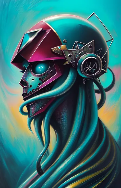 cult of cthulu, (geometric:1.2), (futurism), impressionist, detailed, 1girl, majestic, breathtaking, (suggestive:1.1), (depressing:1.4), (cute:1.4), enticing, (irresistible:1.5), disturbing, (fascinating:1.3), (magnetic:1.2), (ruby), (aqua)