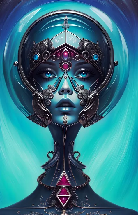 cult of cthulu, (geometric:1.2), (futurism), impressionist, detailed, 1girl, majestic, breathtaking, (suggestive:1.1), (depressing:1.4), (cute:1.4), enticing, (irresistible:1.5), disturbing, (fascinating:1.3), (magnetic:1.2), (ruby), (aqua)