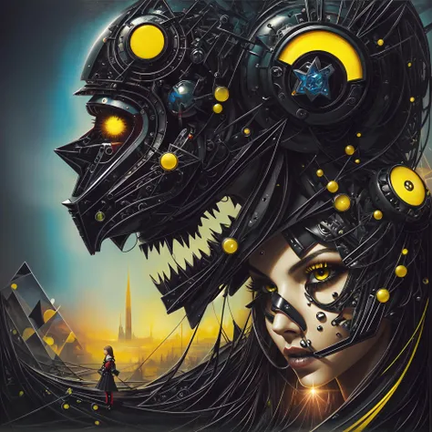 (cult of cthulu:0.5), (geometric:1.3), (futurism):1.2, impressionist, detailed, (1girl), majestic, breathtaking, (suggestive:1.3),(depressing:1.4), (cute:1.4), (enticing), (irresistible:1.54, disturbing, (fascinating:1.3), (magnetic:1.2), (black:1.2), (yellow:1.1), crimson