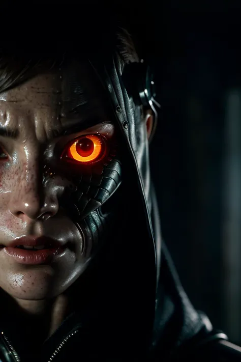 Movie, ((Face close up)), best quality, clear graphics, torch light, (The detail is clear to every hair on the face), 1girl, demonic, evil, nsfw, sexy woman, eye depth, (brother moons), (dead space) ,science fiction, (beautiful glowing red eyes), photo realistic, 20 megapixel, nikon d850, ((vibrant, photo realistic, realistic, dramatic, sharp focus, 8k)), (faded freckles:0.6), subsurface scattering, sharp, retouched, intricate detail, by Greg Rutkowski, by (Jeremy Lipking,:0.8), ((junji ito)), by ralph bakshi,((Silent Hill)), H.R. Giger, Beksinski, (intricate details:1.12), hdr, (intricate details, hyperdetailed:1.15), complex background, stuff in the background, highly detailed, (gloomy:1.3), dark, dimmed, hdr, vignette, grimy, (slate atmosphere:0.8)