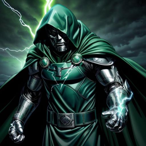 A close up of a person with a green cape and a light - SeaArt AI