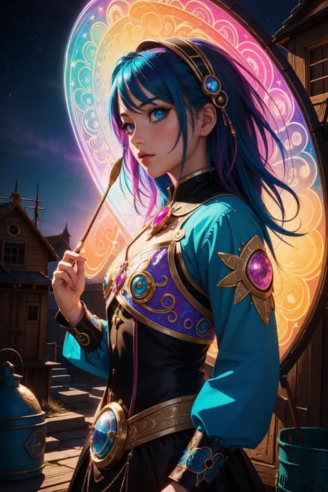 1girl, hearthstone artwork, Brocore, psychedelic colors, opulent, broad lighting, ink wash art, Minecraftcore, Oversaturated, Swirling DayGlo blue, Nostalgic lighting, Porcelain, American Scene Painting, BW, Diorama, hard light, Redshift render, Gouache Paint, Bardcore, Vivid Colors, silhouette, side light, lots of details, etched metal, Thriftcore, Colorful, de dia los muertos, Bloom light, Chalk painting, pietra dura inlay, Atomicpunk, Single Color, dreamy magical atmosphere, Moonlight, Witty Caring ([Gyarados:Outhouse:4]:1.3) , Gloomcore, Desaturated, cinematic, side lit, Cyberpop, anaglyph effect, Cygnus constellation, spotlight, Tinkercore, Warm Colors, Luminous trails, hair light, Cutepunk, three colors, Embroidery, flat lighting, Terrorwave, Amaro, taiji, Accent lighting, Cutester Art, Fujifilm Superia, Simplified style, back-light, Hippiepunk, Provia, sunbeam, soft lighting