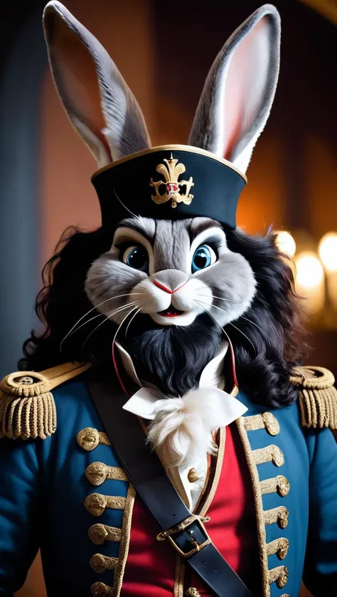 a close up of a rabbit dressed in a military uniform