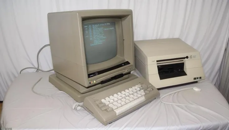 masterpiece, highest quality,
retro computer, 80s_comp, taupe bezel, crt monitor, curved screen, commodore pet, c64, ibm, beige case, white keyboard, all_in_one, cables,
simple white background, <lora:80s_comp-10:1>