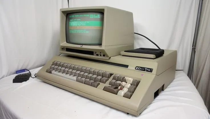masterpiece, highest quality,
retro computer, 80s_comp, taupe bezel, crt monitor, curved screen, commodore pet, c64, ibm, beige case, white keyboard, all_in_one, cables,
simple white background, <lora:80s_comp:1>