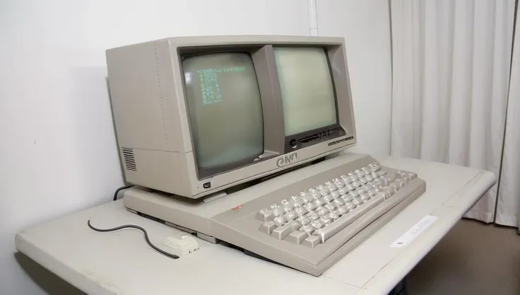masterpiece, highest quality,
retro computer, 80s_comp, taupe bezel, crt monitor, curved screen, commodore pet, c64, ibm, beige case, white keyboard, all_in_one, cables,
simple white background, <lora:80s_comp-10:1>