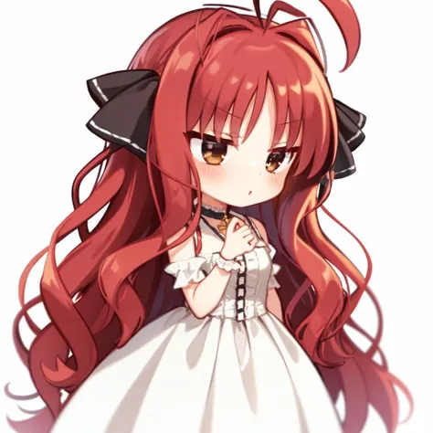 yarai miu, 1girl, chibi, dress, <lora:YaraiMiuV10:1>, , highres, absurdres,