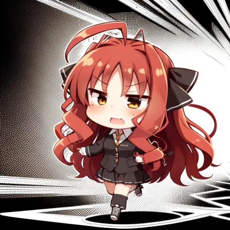 1girl, yarai miu, chibi, running, scared, <lora:YaraiMiuV10:1>, , highres, absurdres,