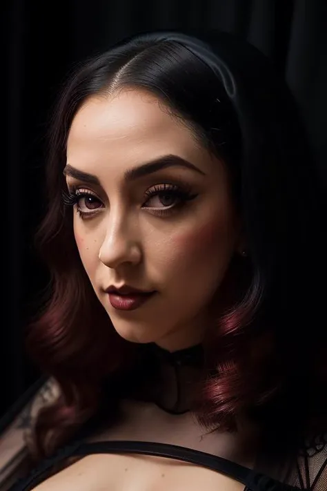 portrait of DEN_alaskasmoker_SG, headshot, face focus,
(gothic black dress with red corseting and Web patters with sheer patterned sleeves:1.2)
bokeh, f1.4, 40mm, photorealistic, raw, 8k, textured skin, skin pores, intricate details <lora:epi_noiseoffset2:1>, epiCRealism