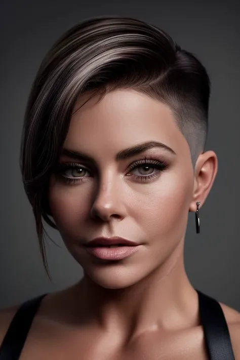 (CR-SofiaV3rgara_v2-JernauGurgeh:0.9), full color portrait of woman, (slick undercut hair:1.1),
masterpiece, best quality, sharp focus, 8k highres, ultra-detailed, rim light, (grey background:1.0),
