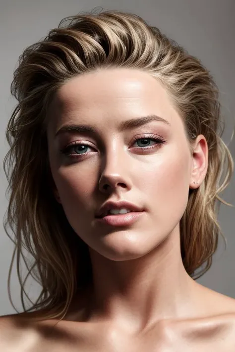 AmberHeard, full color portrait of woman, (oiled shiny skin:1.0), face close up, (undercut hair:1.1), nude,
masterpiece, best quality, sharp focus, highres 8k uhd, ultra-detailed, rim light, deep grey background,
<lora:AmberHeard:0.6>