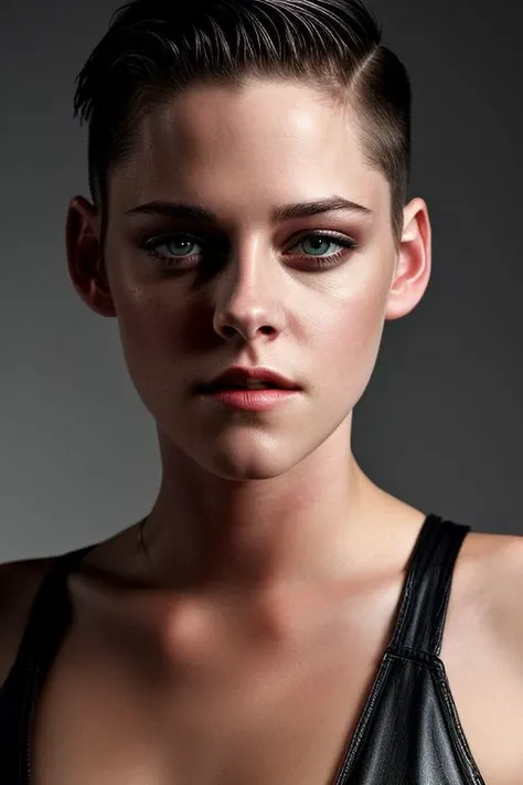 (CR-Kr1st3nSt3wart-v2-JernauGurgeh:0.9), full color portrait of woman, (oiled shiny skin:1.1), (slick undercut hair:1.1),
masterpiece, best quality, sharp focus, 8k highres, ultra-detailed, rim light, (grey background:1.0),
