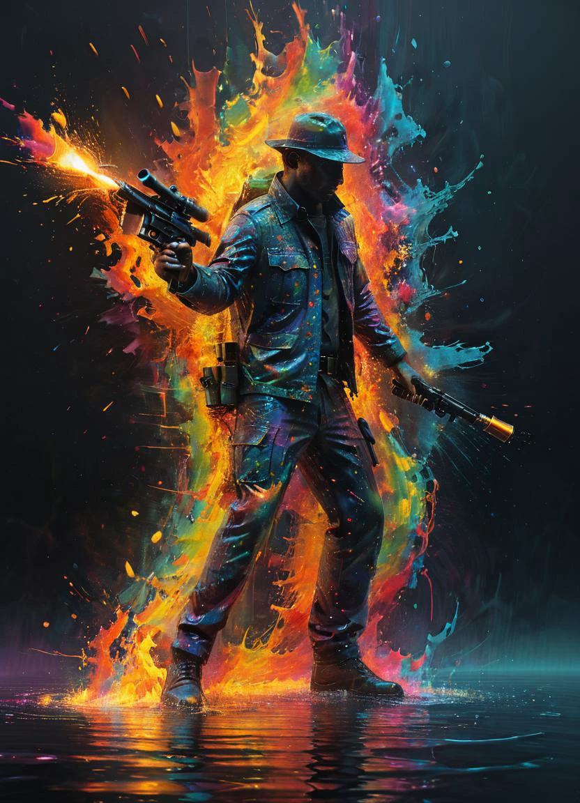 man standing and aiming a dl44blstr gun, highly detailed, cinematic, colorful, splashing, reflections, water, fire, energy, movement, in motion, fluid,
<lora:ArtfullyME_SDXL__v1:0.6> Artme <lora:Blastech_DL-44_Heavy_Blaster_Pistol_SDXL:0.7> dl44blstr <lora:Dont_Stop_Me_Now:0.5>