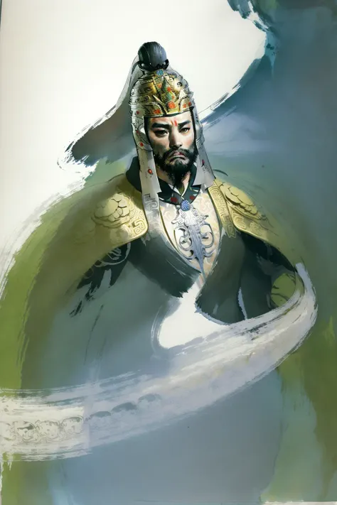 artist_\(Chen Uen\), ink illustrations, ink full body portrait, intricate facial features, calligraphic body lines, powerful brushstrokes, ink painting, a man ,in armor, holding a sword <lora:100_Chen Uen_1v5_1080_0001BD5e_NR128NA128off:1>full body