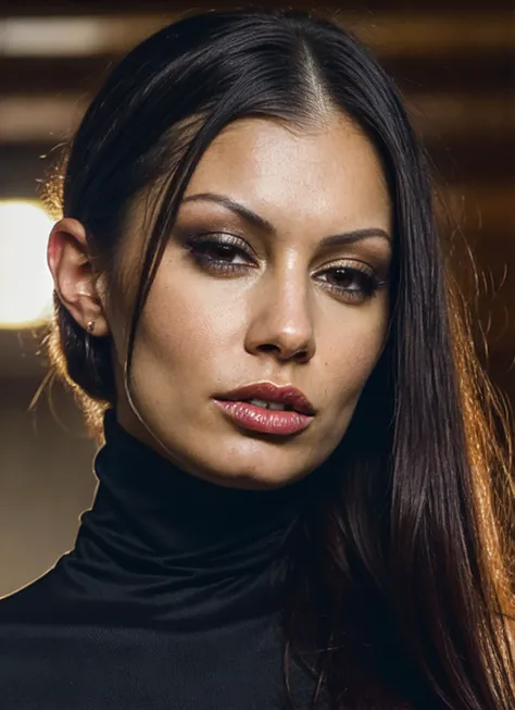 A stunning intricate full color portrait of (sks woman:1), wearing a black turtleneck, epic character composition, by ilya kuvshinov, alessio albi, nina masic, sharp focus, natural lighting, subsurface scattering, f2, 35mm, film grain, <lora:locon_ariagiovanni_v1_from_v1_64_32:1.25>