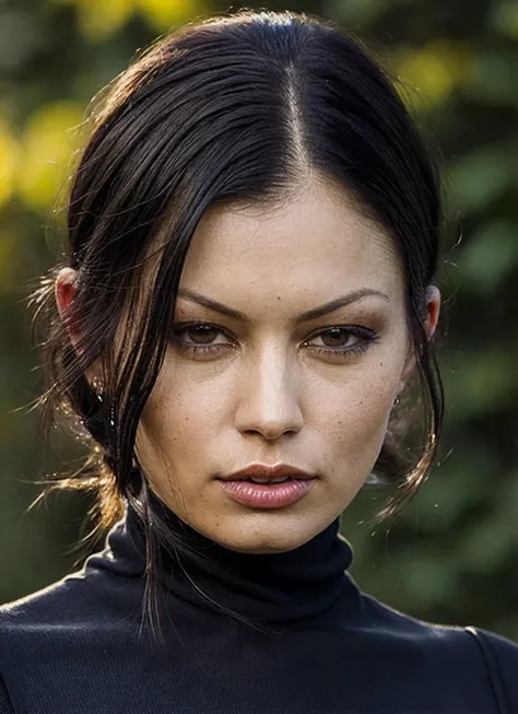 A stunning intricate full color portrait of (sks woman:1), wearing a black turtleneck, epic character composition, by ilya kuvshinov, alessio albi, nina masic, sharp focus, natural lighting, subsurface scattering, f2, 35mm, film grain, <lora:locon_ariagiovanni_v1_from_v1_64_32:1.25>