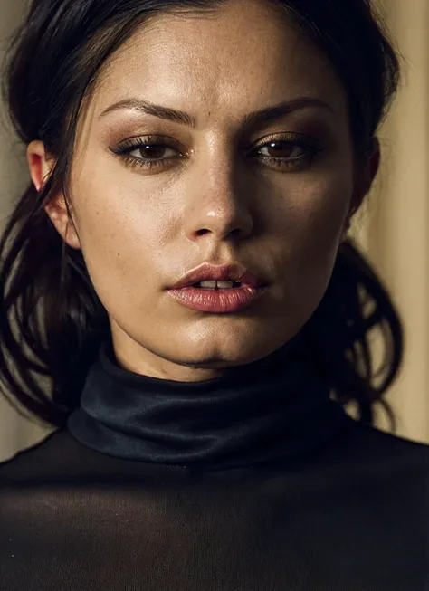 A stunning intricate full color portrait of (sks woman:1), wearing a black turtleneck, epic character composition, by ilya kuvshinov, alessio albi, nina masic, sharp focus, natural lighting, subsurface scattering, f2, 35mm, film grain, <lora:locon_ariagiovanni_v1_from_v1_64_32:1.25>