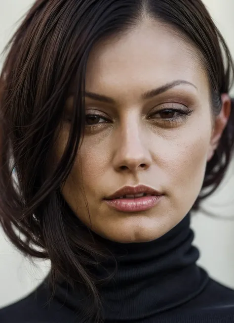 A stunning intricate full color portrait of (sks woman:1), wearing a black turtleneck, epic character composition, by ilya kuvshinov, alessio albi, nina masic, sharp focus, natural lighting, subsurface scattering, f2, 35mm, film grain, <lora:locon_ariagiovanni_v1_from_v1_64_32:1.25>