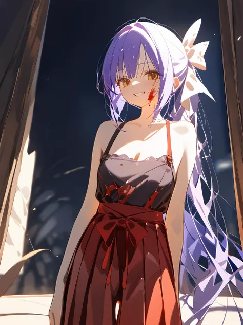 source_anime,source_explicit,score_9,score_8_up,score_7_up, evil grin, shiny, shiny skin, <lora:naipV3:0.8>, <lora:chenkin_nai3_style:1>, 
âiori utahime,ningen_mame,[kedama_milk],[mika_pikazo],modare,sy4,{wlop},{ciloranko},{hiten_(hitenkei)},[tianliang_duohe_fangdongye,ask_(askzy)],blood, blood on arm, blood on cheek, blood on chest, blood on clothes, blood on hands, blood on mouth,shoulders, cleavage, collarbone,long hair,ponytail, brown eyes, scar on face, white hairbow, red hakama, aUtahime,best quality, amazing quality, very aesthetic, absurdres, best quality, amazing quality, very aesthetic, absurdres
,<lora:add-detail-xl:1>, japanese, ultra detailed, serious, best quality, amazing quality, very aesthetic, absurdres, masterpiece, best quality,spotlight,masterpiece, best quality, high quality, highres, absurdres, caustics, offcial art, anime screencap,
