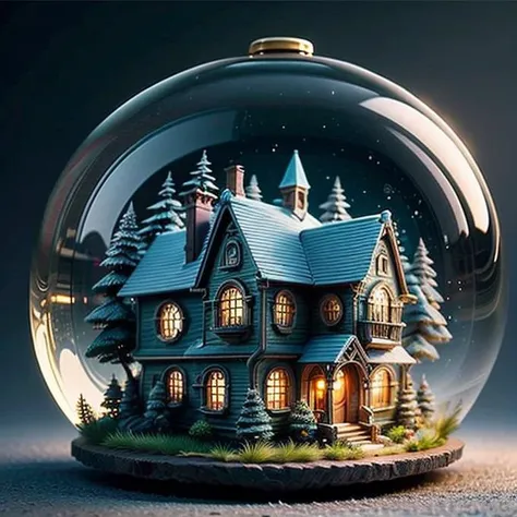 mini house, landscape, old fashion, nature, night light, a bubble, in the bubble, high detailed, masterpiece, best quality, <lora:Bubble_Sora:0.4>, (masterpiece,best quality:1.5)