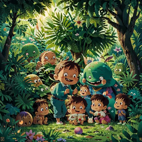 happy 's day, boy's and girl's playing in garden creatures, shy smile, kawaii, fantasy, dreamlike, surrealism, (dynamic pose),
super cute, 8k, highly detailed, intricate, award-wining, cinematic, beautiful light, 100mm, <lora:COOLKIDS_MERGE_V2.5:1> <lora:zhongguo_jacket:1> <lora:studioGhibliStyle_offset:1>