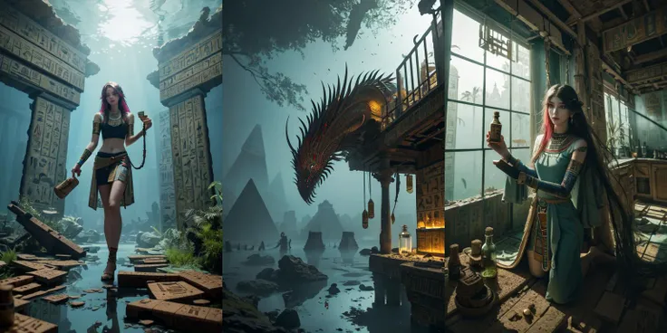 (otherworldly, otherworldly atmosphere, otherworldly appearance), highly insanely detailed, masterpiece, top quality, best quality, highres, 4k, 8k, RAW photo, 
((ancient egyptian theme:1.2)), Hong Kong structure, building, structure, taiwan, korean, post-apocalyptic, 
swirling energy, 
tentacle, 
(underwater), 
reflection, reflective floor, 
abandoned building, overgrown with vegetation, [volumetric fog], cinematic lighting, colorful, colourful, 
(long_hair, long hair, random colors hair, glowing hair, hair over one eye, long messy hair), 
(eyelashes, eyeliner, eyeshadow, eyelashes, long eyelashes), 
collar, earrings, jewelry, necklace, armlet, 
nsfw, 
cleavage, perfect body, makeup, 
action pose, 
drunk, biting, 
dawn, 
(photography a small glass bottle with a cork, glass bottle, no humans:1.6), kitchen, day light, <lora:Glass_Bottle_v1_LORA-01:0.3>, (fantasy world)