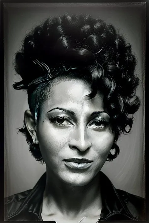 portrait of PamGrier, woman, (hi-top fade:1.3), dark theme, soothing tones, muted colors, high contrast, (natural skin texture, hyperrealism, soft light, sharp) <lora:PamGrier_SD1.5_V1:0.9>, <lora:add_detail:0.4>