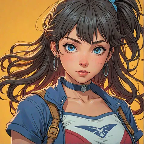 anime visual key, 1girl, pretty, comic style by Jim Lee, clean, high quality, 8k