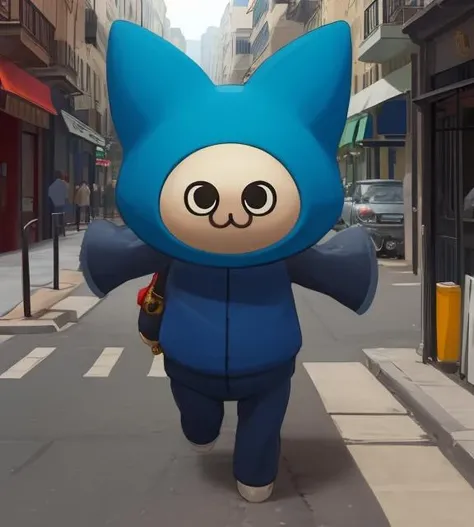 <lora:ailucat-2:0.5>,masterpiece,best quality,ailucat,blue body,street,black suit,no human,<lora:ganning-7:0.5>,