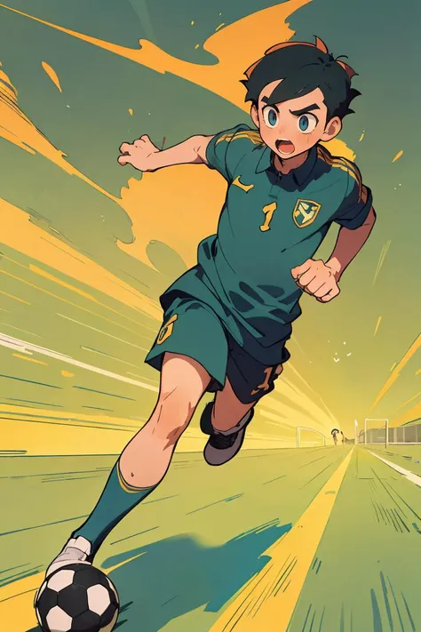 (best quality, masterpiece), 1boy, running, soccer,