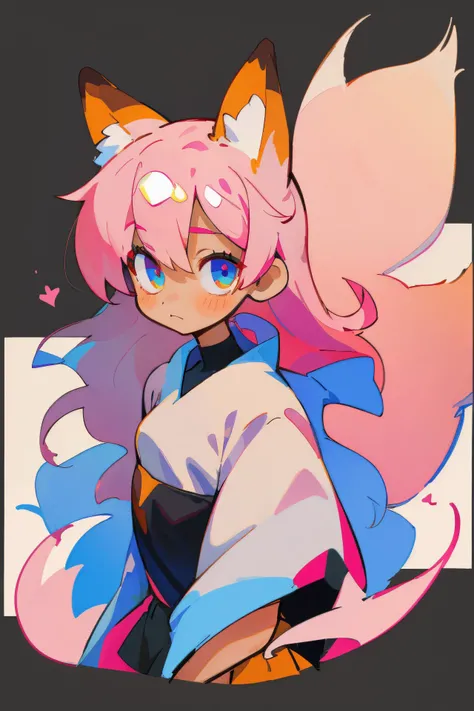 (best quality, masterpiece), upperbody, portrait, (fox girl:1.1), small fox ear, 1girl, (cute:1.2), looking at viewer, (white border:1.2), office, light pink long hair, office clothes, short skirt, shiny black high heels, (simple background:1.2)<lora:uenomigiArtStyle_hard:0.65> <lora:squeezerExperimental_:0.4>