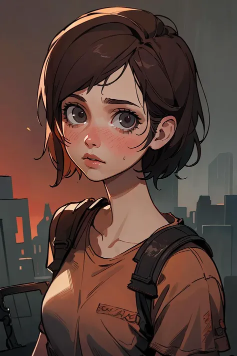 (best quality, masterpiece), 1girl, upper body, last of us, looking at viewer, Ellie