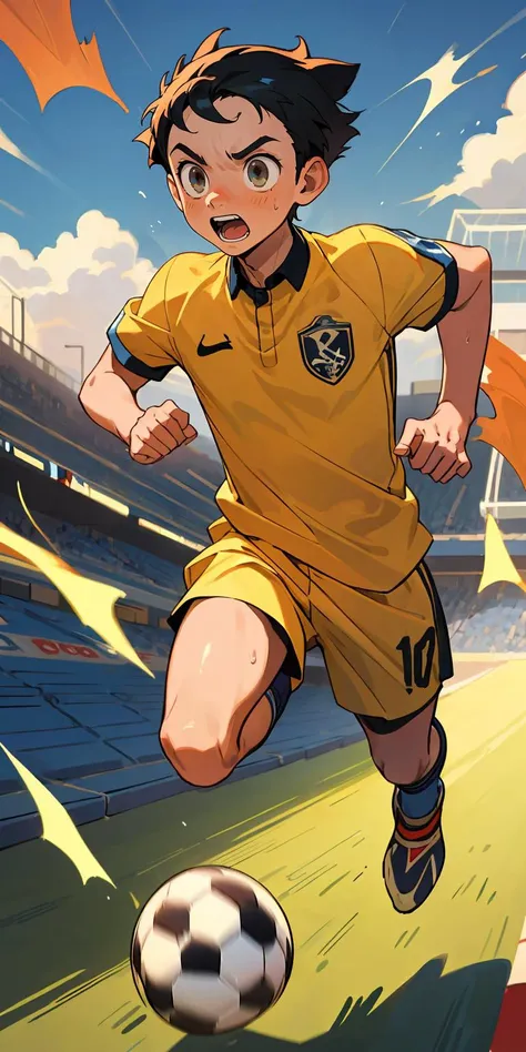 (best quality, masterpiece), 1boy, running, soccer,