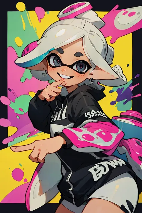 (best quality, masterpiece), looking at viewer, splatoon \(series\), happy, ink,