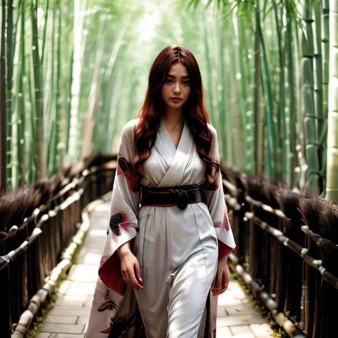(Kyoto bamboo forest, SFW, full-length kimono with long sleeves, wide obi belt, traditional sandals, strolling through the bamboo grove, morning:1.35) Instagram_Influencer_78_By_Stable_Yogi
Faceshot_By_stable_yogi
<lora:Detail Blaster By Stable Yogi:0.5>
(center_parted_long_wavy_red_hair)