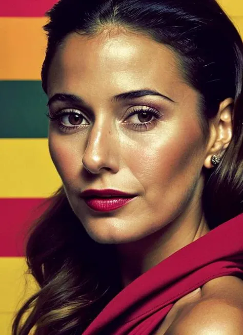 portrait of sks woman, by Flora Borsi, style by Flora Borsi, bold, bright colours, ((Flora Borsi)), by Andreas Gursky, <lora:locon_emanuellechriqui_v1_from_v1_64_32:1>