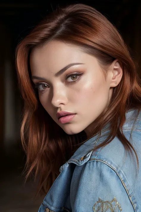 closeup headshot of S195_SophieLaSage,a beautiful woman,in a (basement:1.1),wearing a (jacket:1.1),(8k, RAW photo, best quality, depth of field, ultra high res:1.2),(absurdres, intricate, photorealistic, masterpiece, ultra-detailed:1.3),
