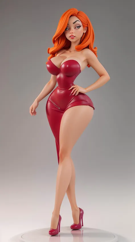 high detailed, masterpiece, CARTOON_jessica_rabbit_aiwaifu <lora:CARTOON_jessica_rabbit_aiwaifu69:0.9> as pvc figure, high detailed, masterpiece, perfect hands, big breast, wide hips, thick thighs, red long dress, red high heels, ultra realistic digital art, a 3D render, photorealism, clean scene, circular base, <lora:P2p0:0.8>, <lora:Sexy-Figures:0.8>