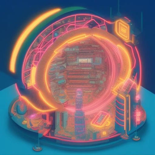 duskametrik, cutaway future utopian city, background full of neon signs, duskametrik, isometric_dreams