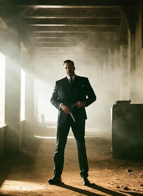 photo of sks man , Cinematic photography, movie mood, cinematic light, compelling composition, storytelling elements, conveys emotion, mood, and narrative depth, creating visually striking images that feel like still frames from a film <lora:locon_benaffleck_v1_from_v1_64_32:1>