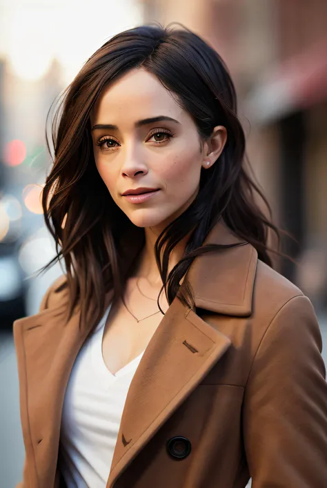 photo of (Ab1ga1lSp3nc3r01:0.99), a woman, RAW, close portrait photo, long brown coat, long haircut, pale skin, slim body, (high detailed skin:1.2), 8k uhd, dslr, soft lighting, high quality, film grain, Fujifilm XT3 sharp focus, f 5.6