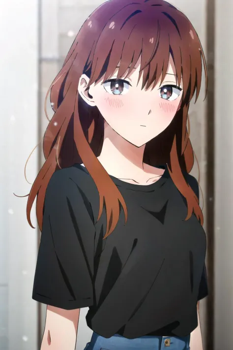 <lyco:Fuyutsuki-san_v10:0.7>, long hair, expressionless,
closed mouth ,medium breasts, black shirt, jeans, blush,
(high quality:1.2), 1girl , detailed background, upper body, <lyco:NoiseOffset_v2:1.0>