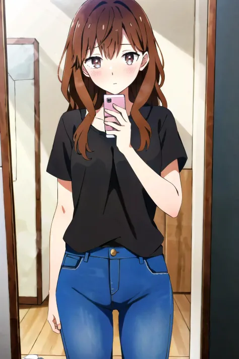 <lyco:Fuyutsuki-san_v10:0.7>, long hair, expressionless,
closed mouth ,medium breasts, black shirt, jeans, blush,
(high quality:1.2), 1girl , detailed background, upper body, <lyco:NoiseOffset_v2:1.0>