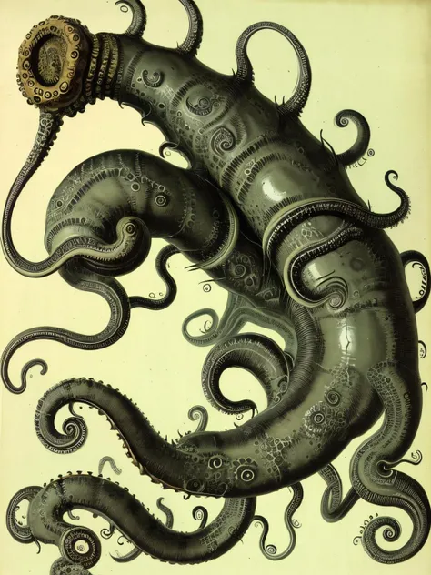 antiquefauna tentacle monster, high quality, very sharp <lora:hjantiquefauna_v10:0.8>