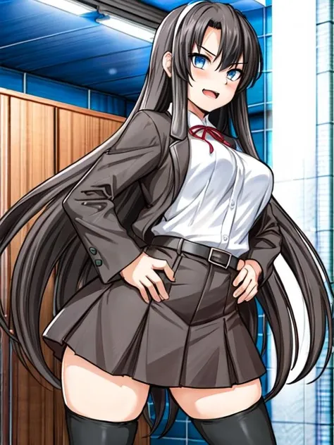 1girl, park,<lora:Rikkasama_v1:0.6> belt, white sleeves, black dress, black thighhighs,  red ribbon, black shirt,, <lora:flatBG:-0.5> ,<lora:flat2:-0.5>,(dark light:1.2),(hyper extreme detailed),(masterpeace:0.5),(hyper extreme),(photorealistic),game cg,llustration,novel illustration,beautiful lighting,light from the front,good_hands,beautiful art ,BREAK, <lyco:GoodHands-beta2:1.2>,(good hand,nice hands, perfect hands:1.3),(five finger:1.4),straight fingers,perfect fingers,beauty fingers,, standing,hand on hip, BREAK