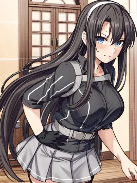 1girl, park,<lora:Rikkasama_v1:0.7>black hair,  hairband, seifuku,black gloves, black shirt, black skirt, card holster, zettai ryouiki, belt, <lora:flatBG:-0.5> ,<lora:flat2:-0.5>,(dark light:1.2),(hyper extreme detailed),(masterpeace:0.5),(hyper extreme),(photorealistic),game cg,llustration,novel illustration,beautiful lighting,light from the front,good_hands,beautiful art ,BREAK, <lyco:GoodHands-beta2:1.2>,(good hand,nice hands, perfect hands:1.3),(five finger:1.4),straight fingers,perfect fingers,beauty fingers,, standing,hand on hip, BREAK