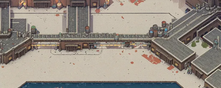 no humans, scenery, top down view, industrial, metal, city, warehouse, conveyor belts, freeway, warehouses, factories,