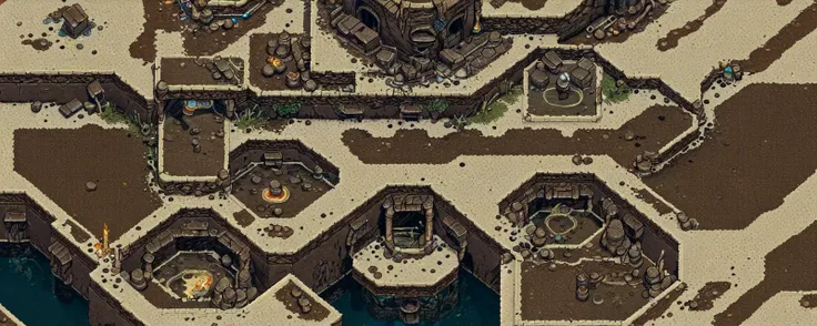 no humans, scenery, top down view, trenches, bunkers, craters, mud, pools, warzone, explosions, fires, wrecks,